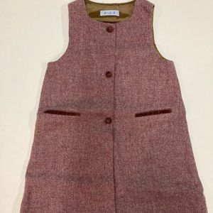 Molli Girls Purple Wool Dress With Velvet Buttons